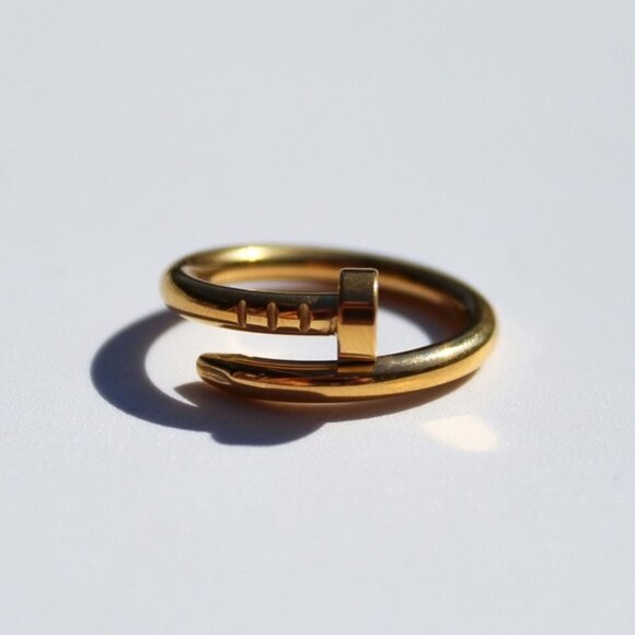 Titanium Steel Gold Plated Nail Ring Minimal Gift - Picture 1 of 10